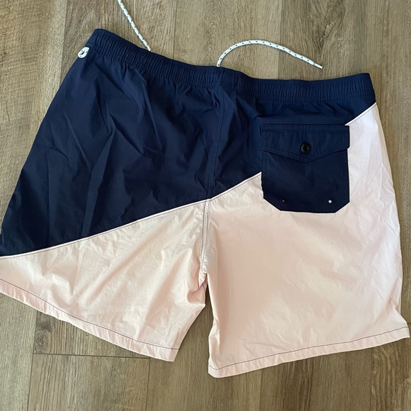 Vintage J. CREW Blue/Pale Pink Swim Trunks XL Unlined - Picture 2 of 10
